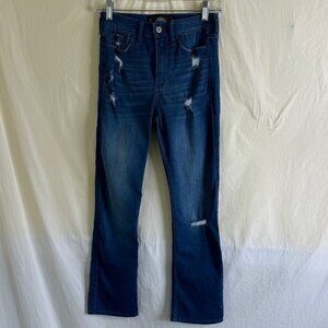 Hollister High Rise Super Skinny Jeans Size 1R Medium Blue Wash Distressed  *